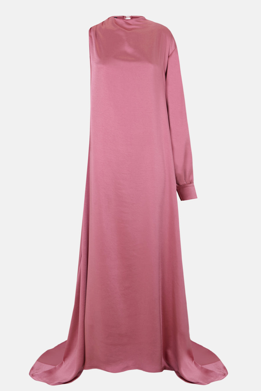 Asymmetrical evening pink dress