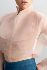 Blusa rosa de organza con volantes