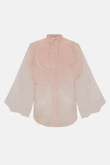 Blusa rosa de organza con volantes