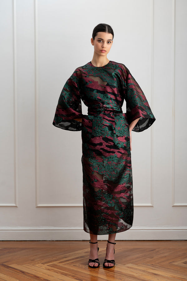 Caftan midi estampado 