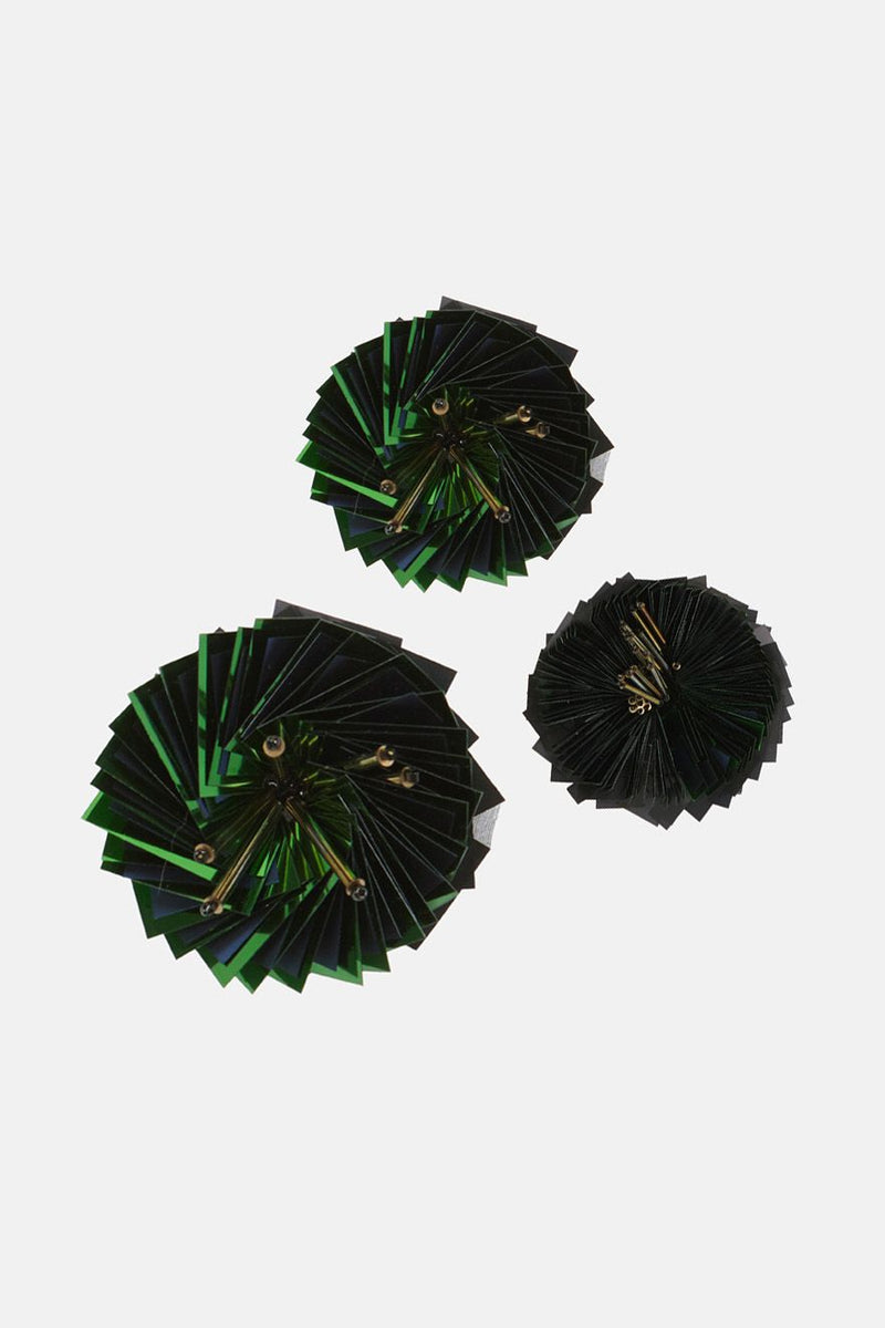 Set of three green gorgera flowers